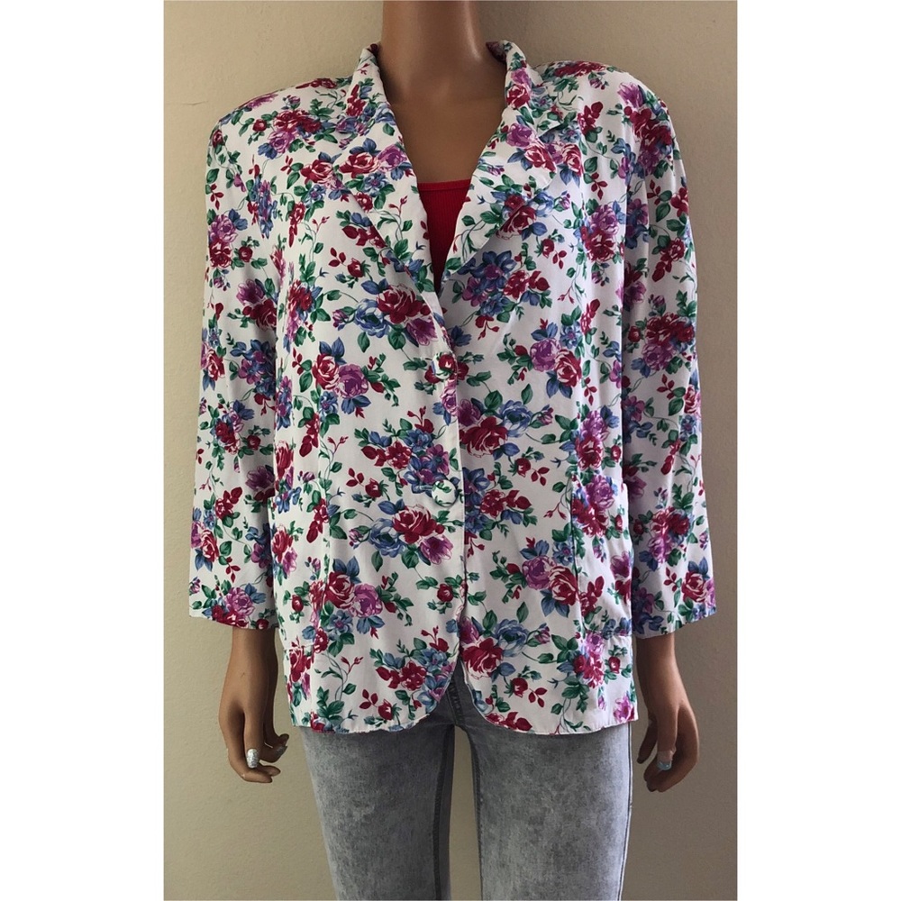 Vintage Floral Blazer Jacket Coat
